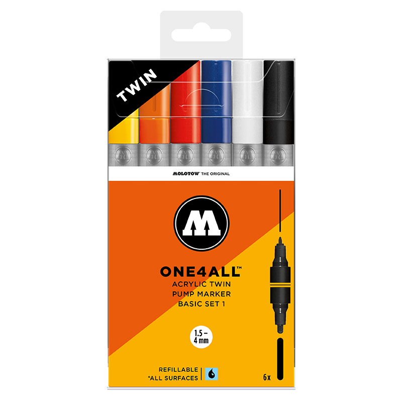 Molotow One4All 1.5mm and 4mm Nib Signal Black 180 Acrylic Twin Marker 